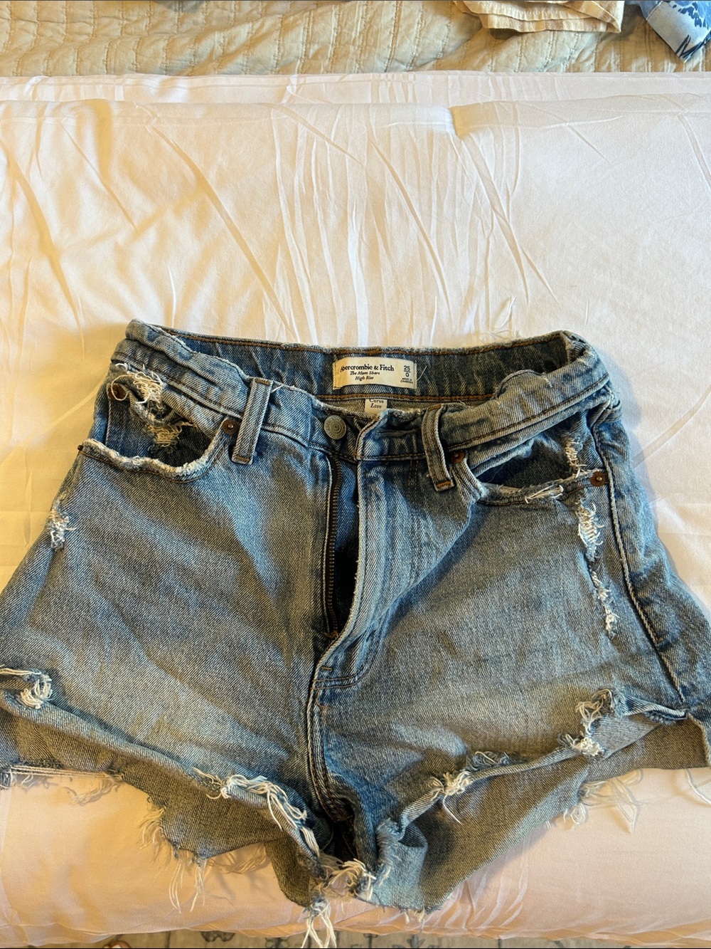 Abercrombie & Fitch Light Blue Distressed Women's Denim Shorts